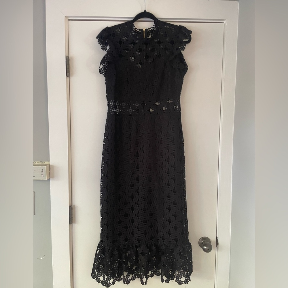 NWT Boutique Just Me Black Eyelet Midi Dress